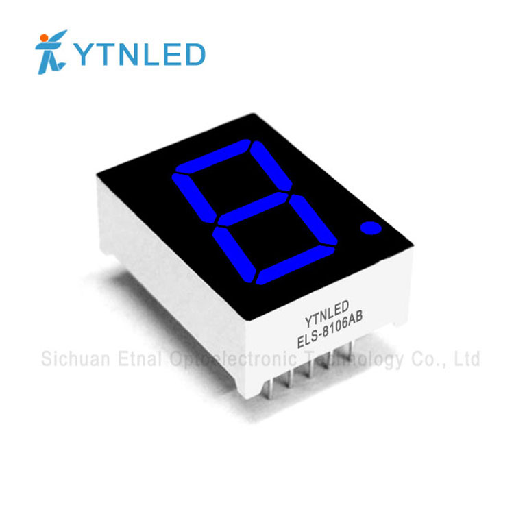 ELS-8106AB,ELS-8106BB,0.8英寸1位共阴共阳蓝色数码管YTNLED