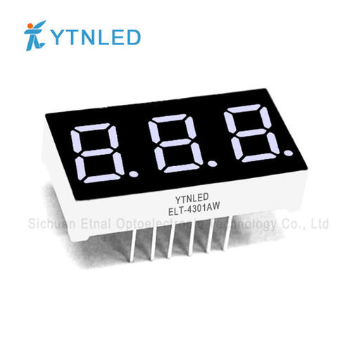 ELT-4301AW,ELT-4301BW,0.4英寸3位共阴共阳白色数码管YTNLED