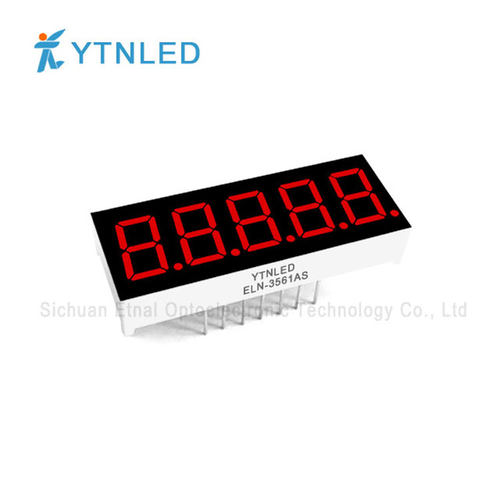 ELN-3561AS,ELN-3561BS,0.36英寸5位共阴共阳红色数码管YTNLED