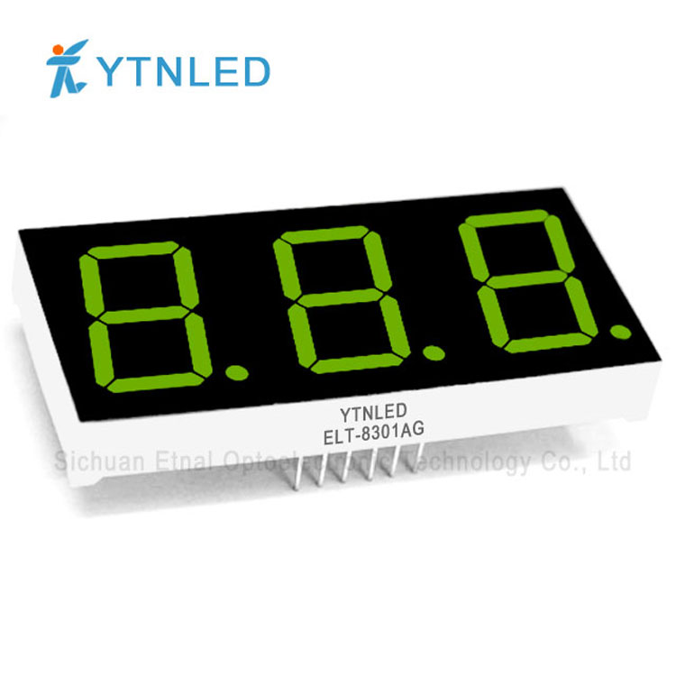 ELT-8301AG,ELT-8301BG,0.8英寸3位共阴共阳黄绿色数码管YTNLED