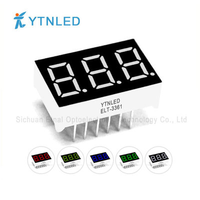 0.36英寸3位数码管共阴共阳红黄绿翠绿蓝白色ELT-3361AS/BS/AG/BG