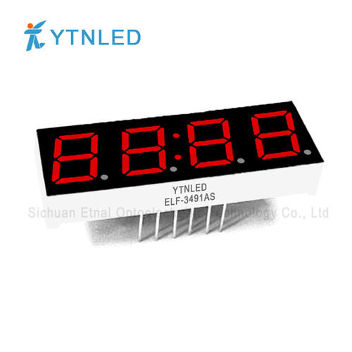 ELF-3491AS,ELF-3491BS0.39英寸4位时钟共阴共阳红色数码管YTNLED