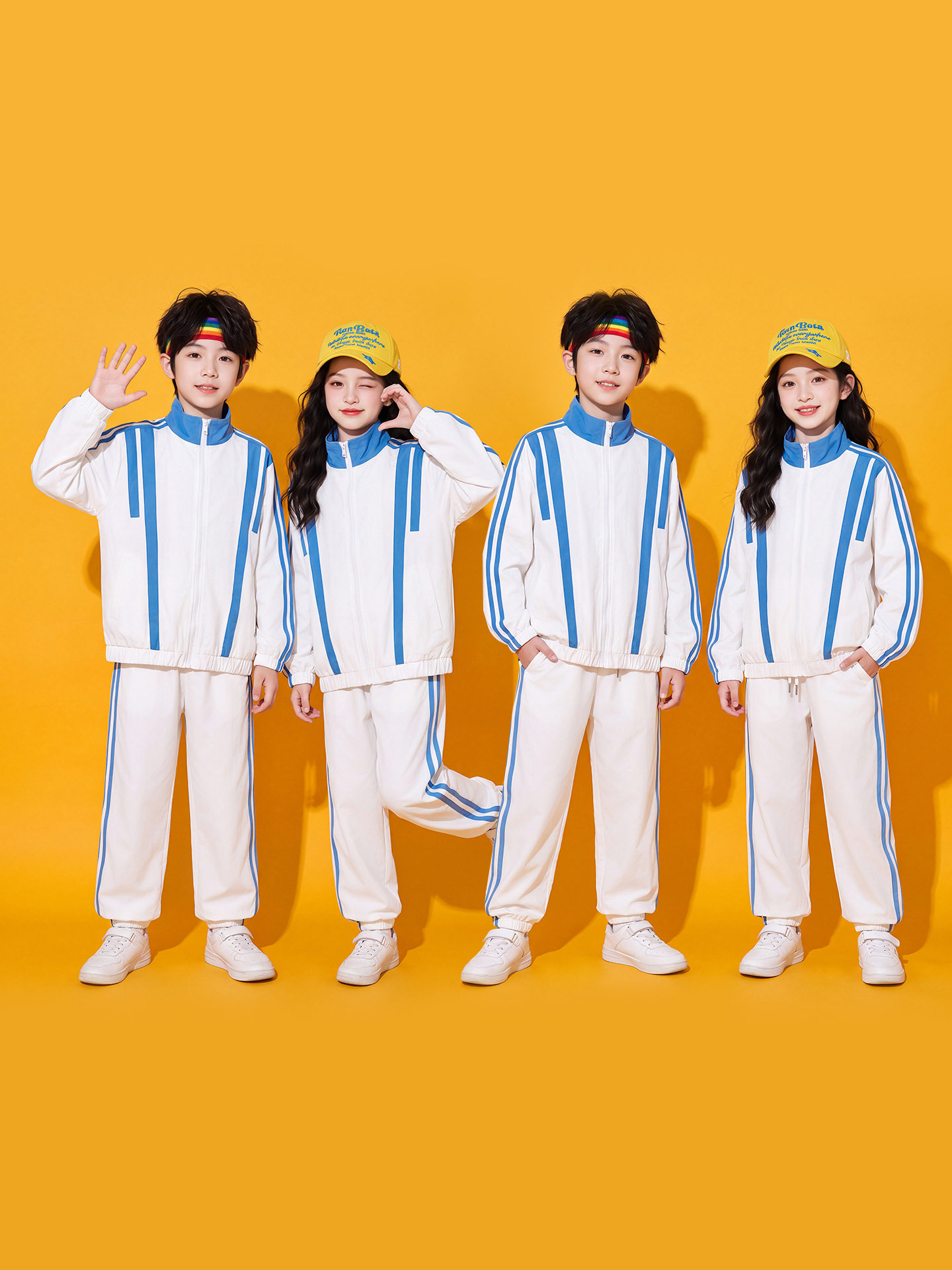 儿童演出服小学生运动会开幕式拉拉操蓝白套装班服合唱服表演秋季