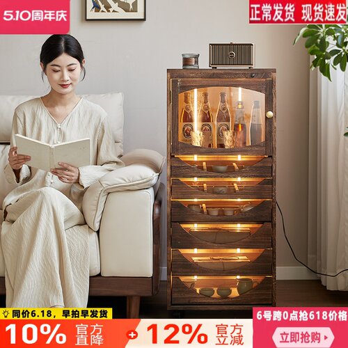 新中式实木带灯多层文玩博古架