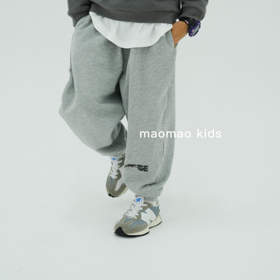 maomao kids2023日系潮款定制儿童反光炫酷加绒加厚裤宽松运动裤