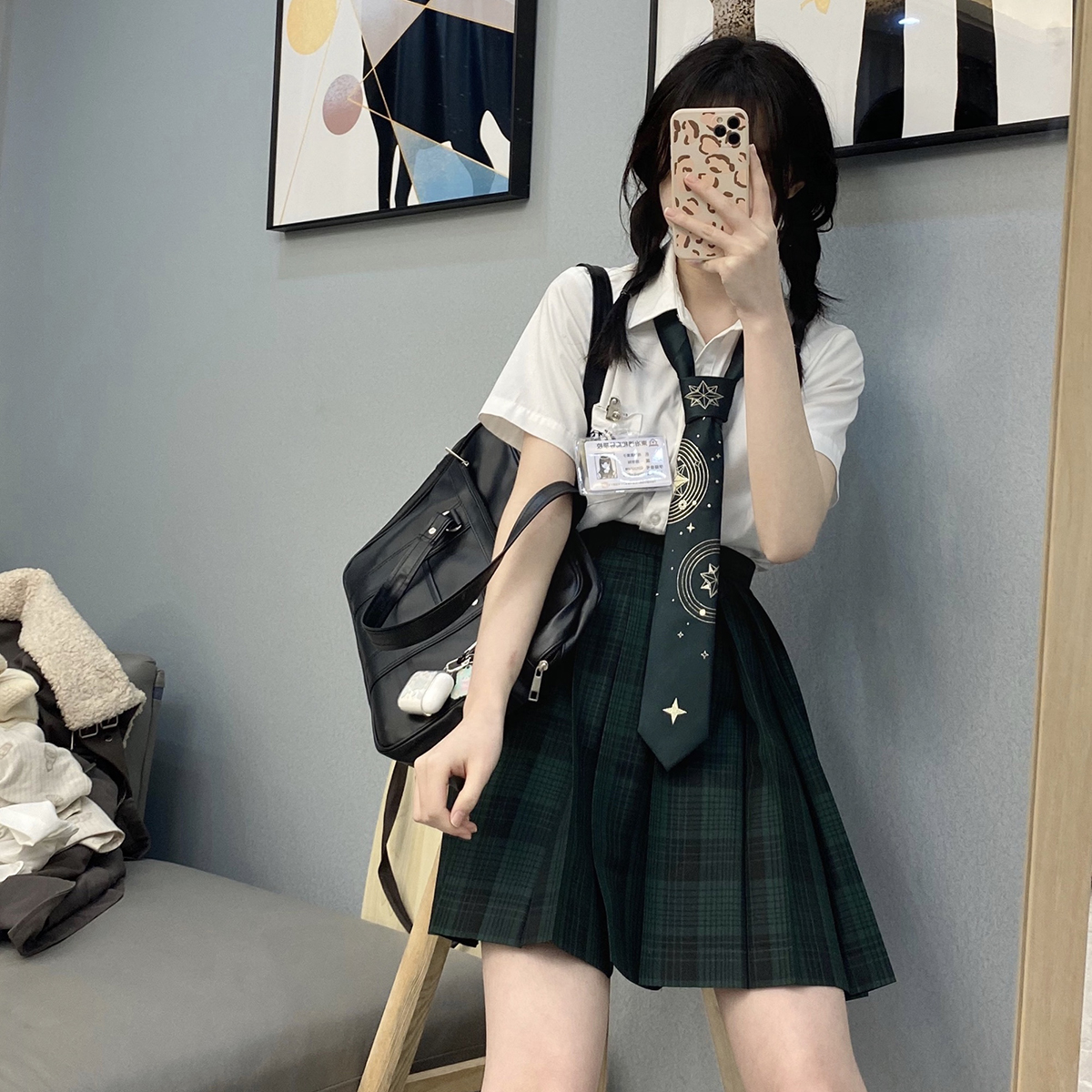 学院jk格裙绘空室买一送一半身裙