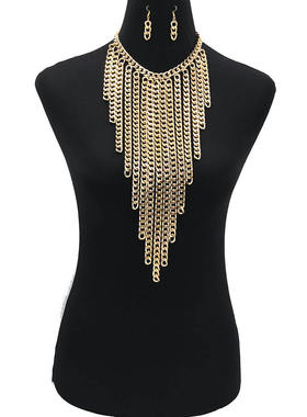 欧美轻奢铝链流苏项链挂脖金属上