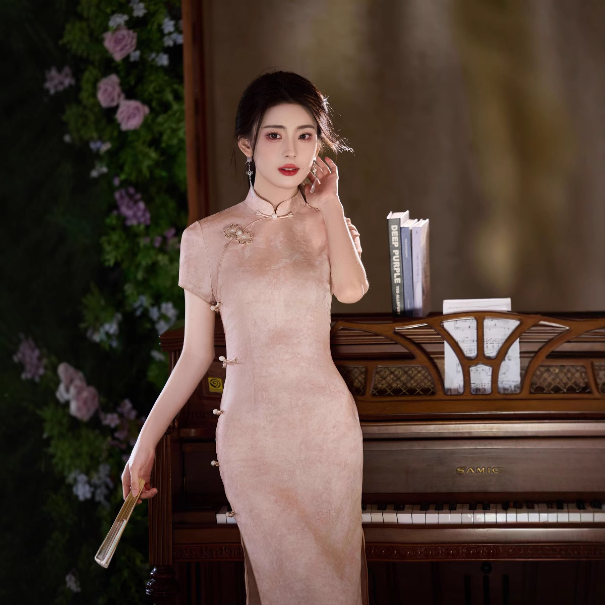 春夏新款旗袍新中式粉色绝美旗袍