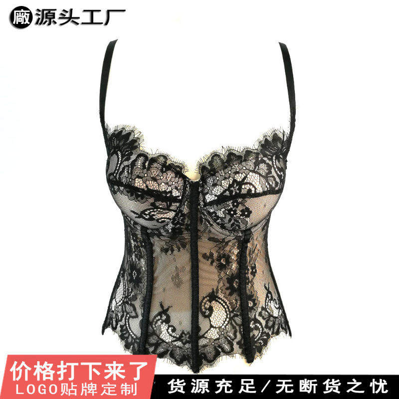 黑色内衣蕾丝性感镂空鱼骨胸衣纯欲紧身吊带塑身外穿带胸垫抹胸女,女士内衣/男士内衣/家居服,文胸,淘宝优惠券,粉丝福利购,淘宝优惠卷
