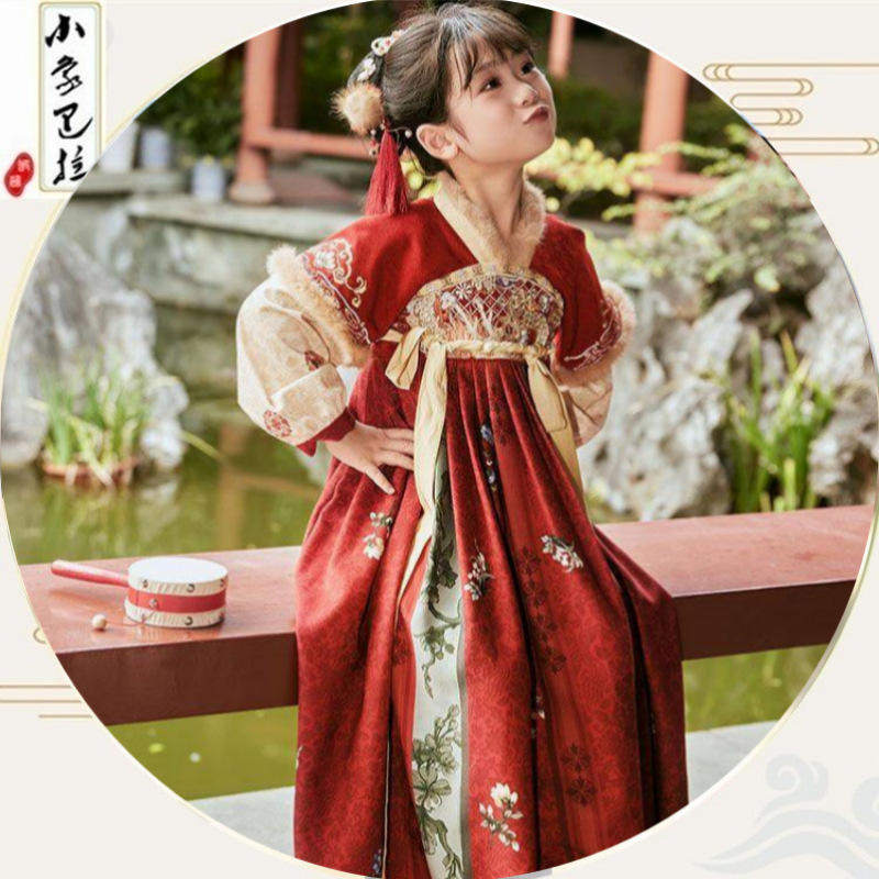 年冬新款汉服女童中国风加厚拜年服绣花超仙连衣裙过年穿裙子,童装/婴儿装/亲子装,汉服,淘宝优惠券,粉丝福利购,淘宝优惠卷