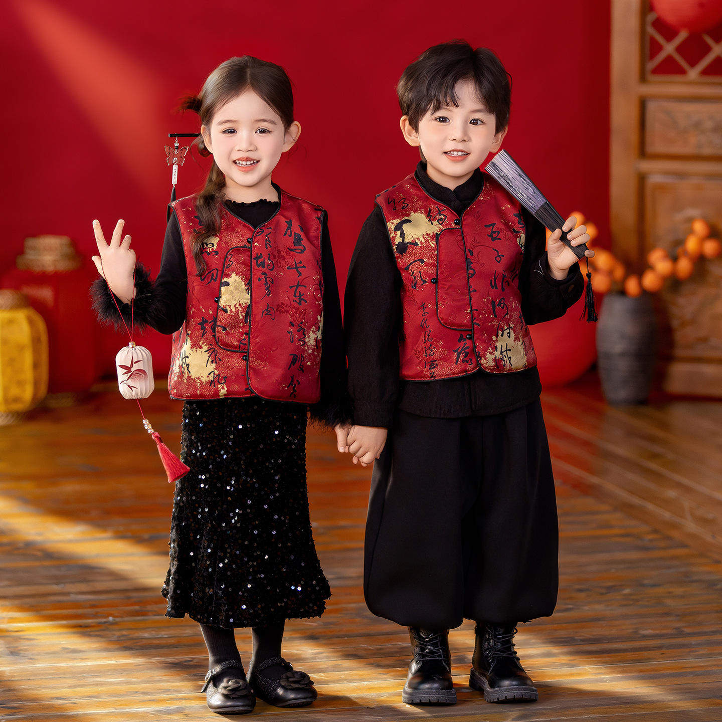 汉服男女童拜年服套装冬季新款儿童新中式唐装宝宝演出服,童装/婴儿装/亲子装,汉服,淘宝优惠券,粉丝福利购,淘宝优惠卷