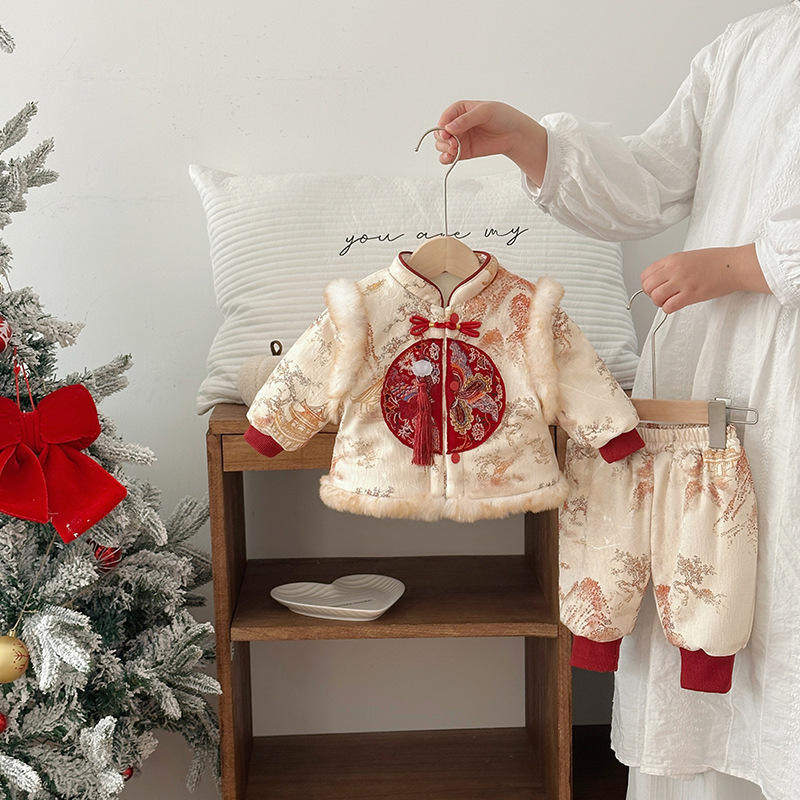 婴幼儿衣服秋冬宝宝棉服周岁百天拜年服加厚福利园山水画分体套装,童装/婴儿装/亲子装,汉服,淘宝优惠券,粉丝福利购,淘宝优惠卷