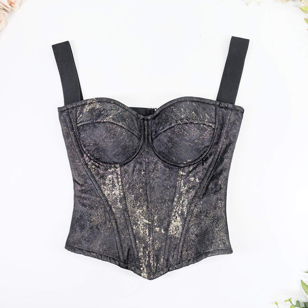 闪光金属提花鱼骨塑身上衣外穿可拆卸宽肩带收副乳配马面裙的胸衣,女装/女士精品,背心吊带,淘宝优惠券,粉丝福利购,淘宝优惠卷