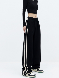 胖妹妹mm梨型身材显瘦运动长裤 女春季 适合胯宽腿粗高腰休闲裤 大码