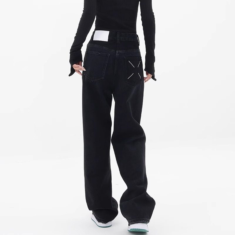 梨形身材黑色直筒牛仔裤女2026春季大码胖妹妹mm宽松显瘦阔腿长裤