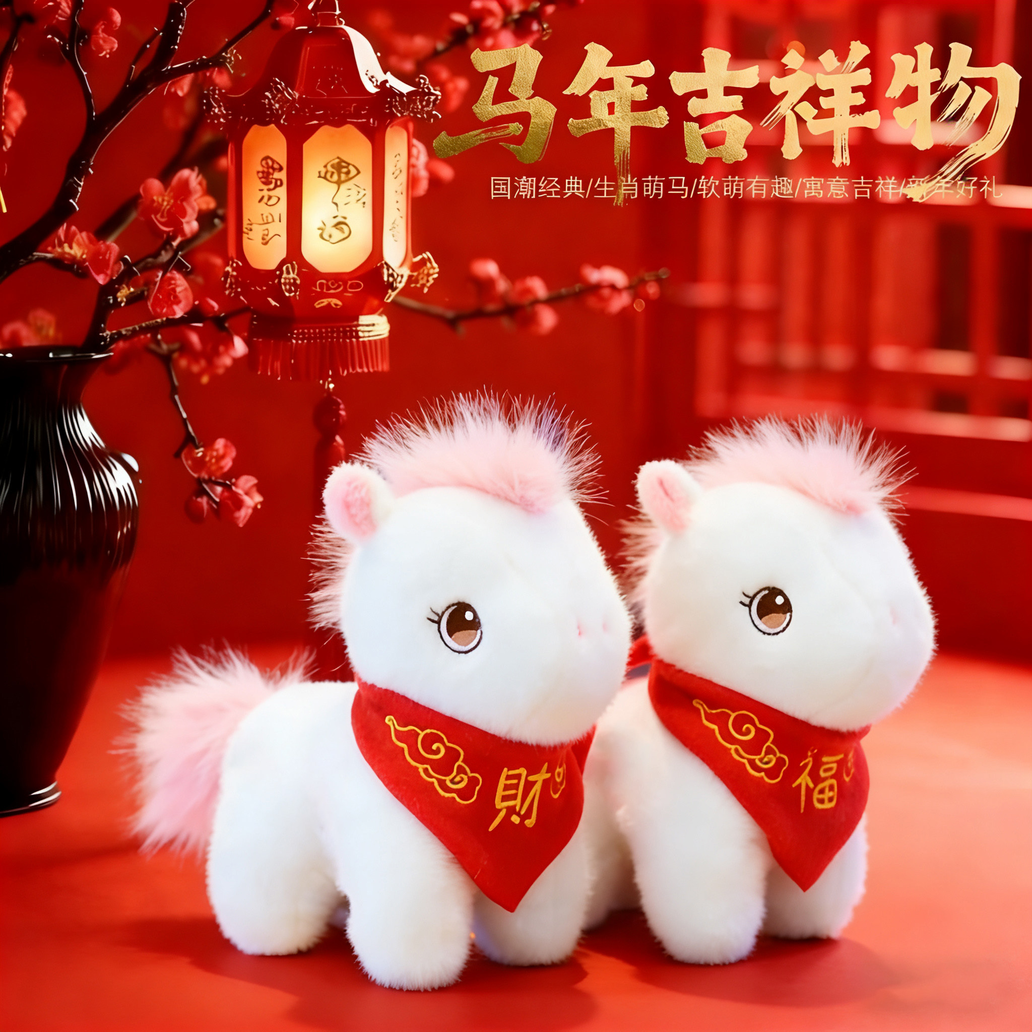 2026马年吉祥物公仔小白马毛绒玩具可爱小马玩偶公司年会礼品定制