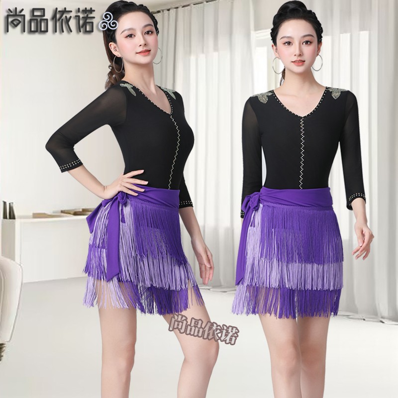拉丁舞流苏短裙一片式裹裙跳舞裙