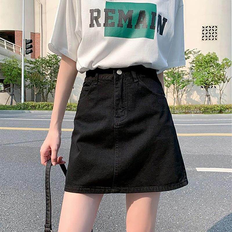 黑色短款半身裙女夏季薄款2026年新款高腰显瘦a字阔腿牛仔短裙子