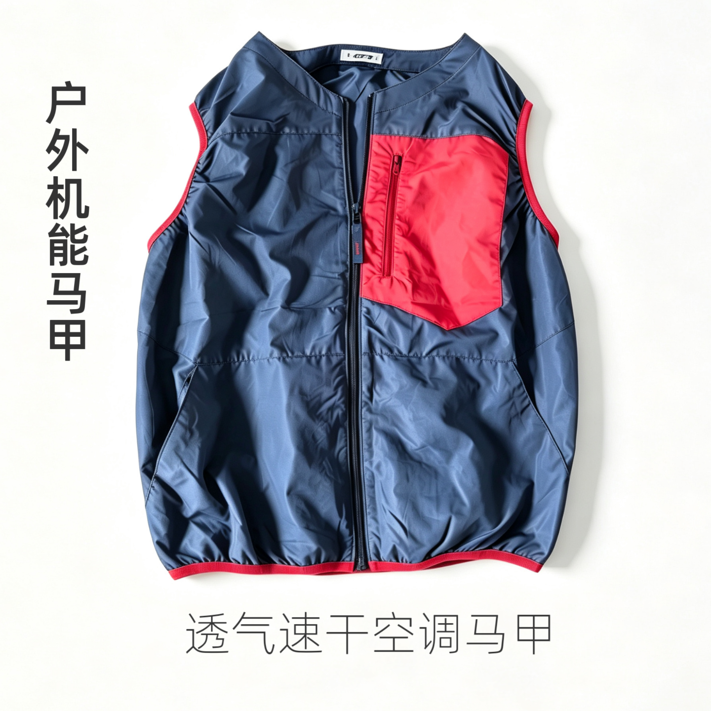 微瑕疵日单尾货运动背心情侣款夏季防晒圆领空调马甲降温钓鱼服