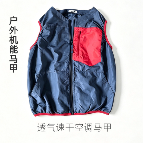 微瑕疵日单尾货运动背心情侣款夏季防晒圆领空调马甲降温钓鱼服
