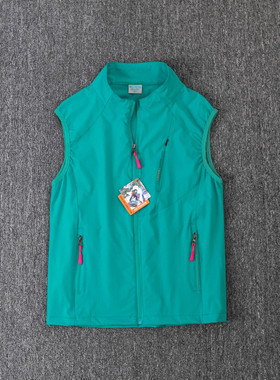 外贸马甲女单层速干透气弹力背心户外纯色跑步登山运动开衫坎肩