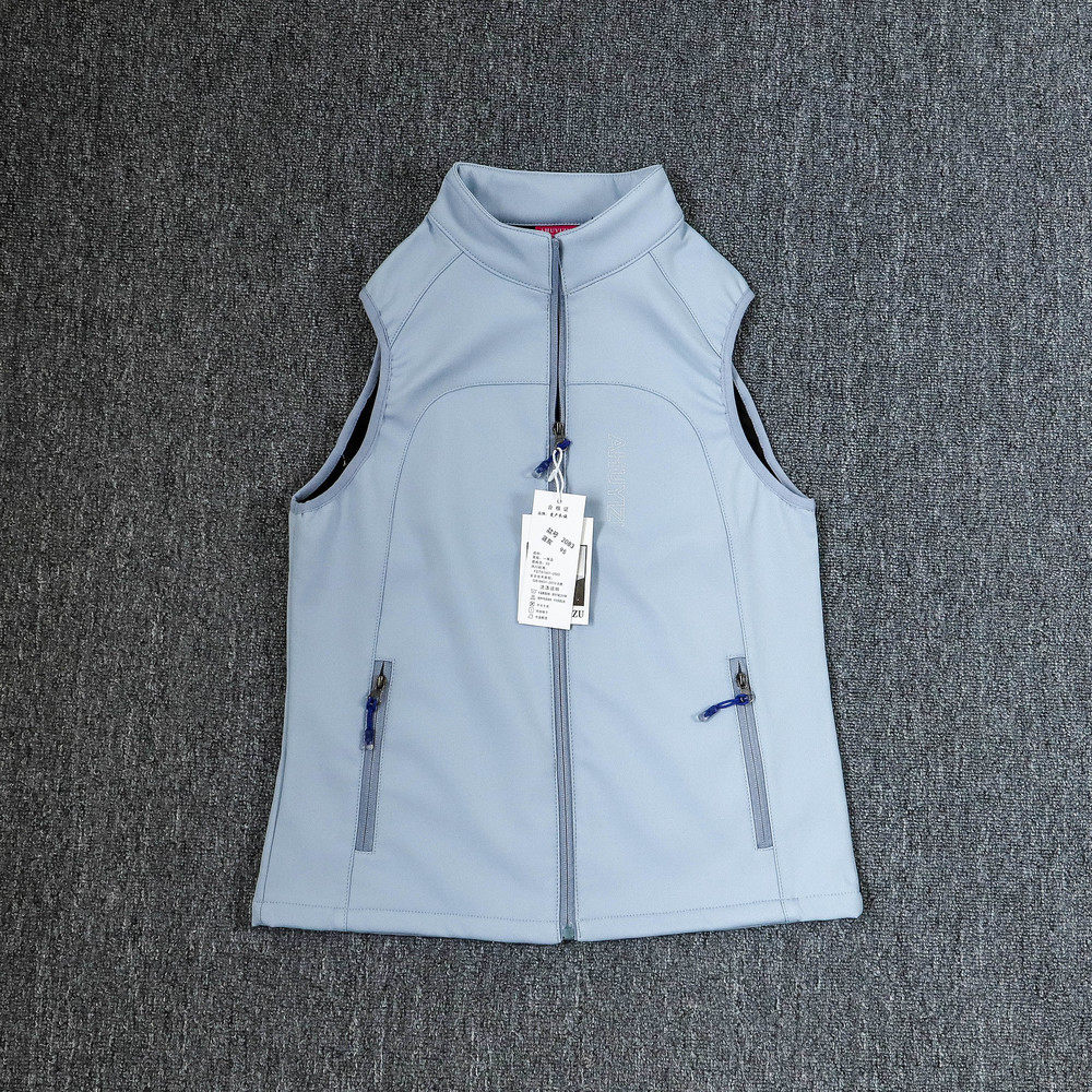 外贸尾货女士秋冬款立领加绒马甲户外跑步防风运动外穿软壳外套