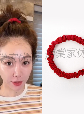 姜妍同款红色大肠发圈女2024新款轻奢高级感真丝头花发绳皮筋发饰