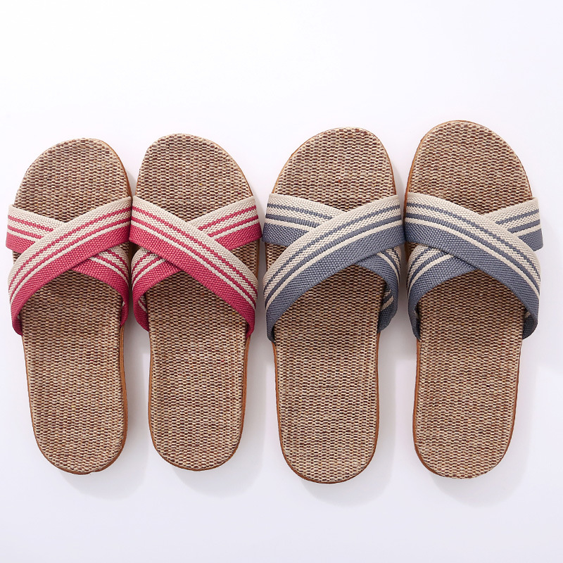 防滑厚底夏季亚麻拖鞋