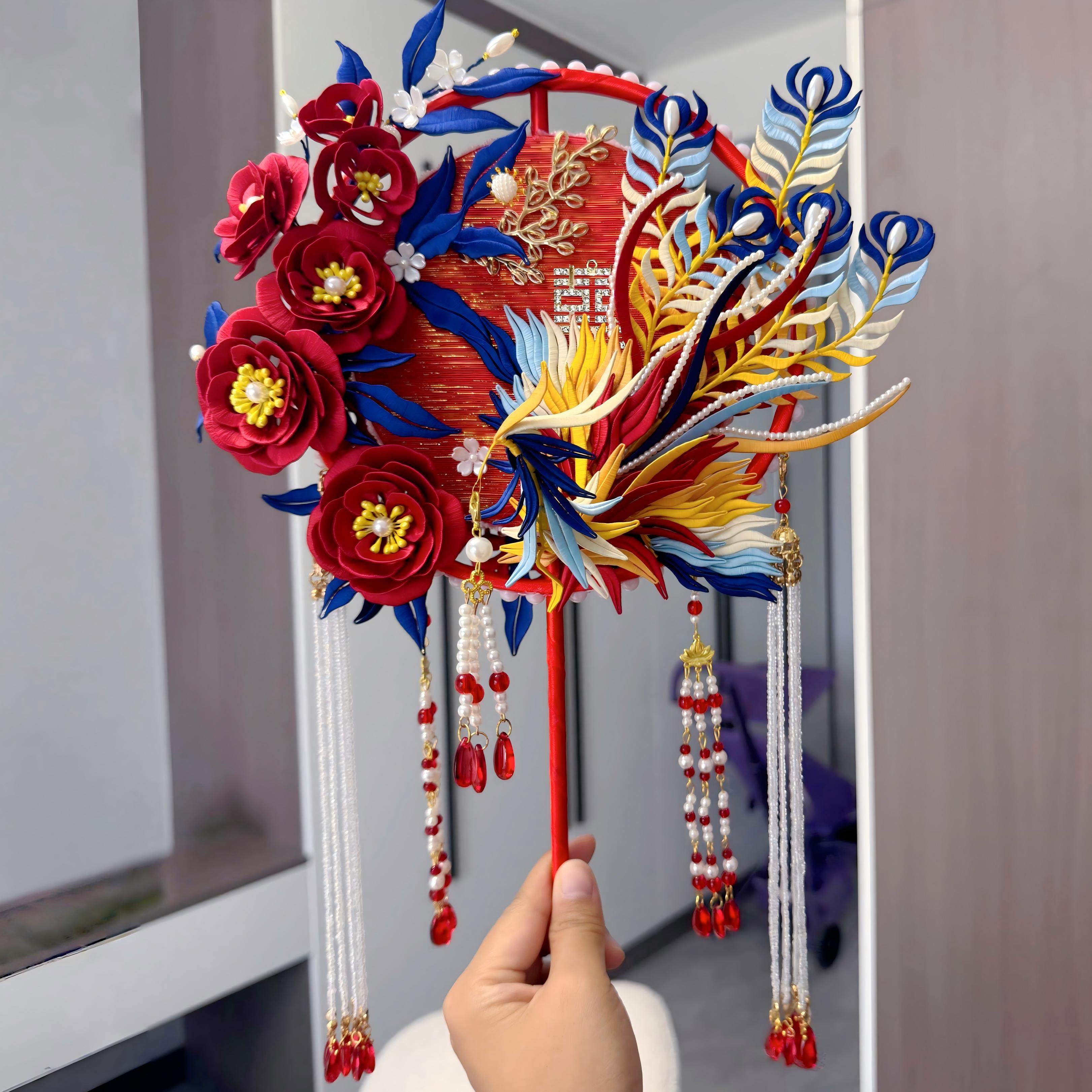 非遗缠花团扇凤凰手工DIY材料包红色重工新婚礼物新娘秀禾成品,家居饰品,工艺扇/团扇/喜扇/折扇,淘宝优惠券,粉丝福利购,淘宝优惠卷