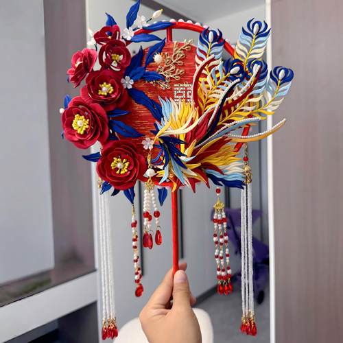 非遗缠花团扇凤凰手工DIY材料包