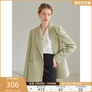 Van Si Lanen 22FS1269 green suit jacket female spring and autumn long sleeves loose silhouette casual suit top