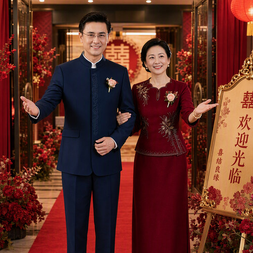 喜爸爸婚宴敬酒中山装套装新款