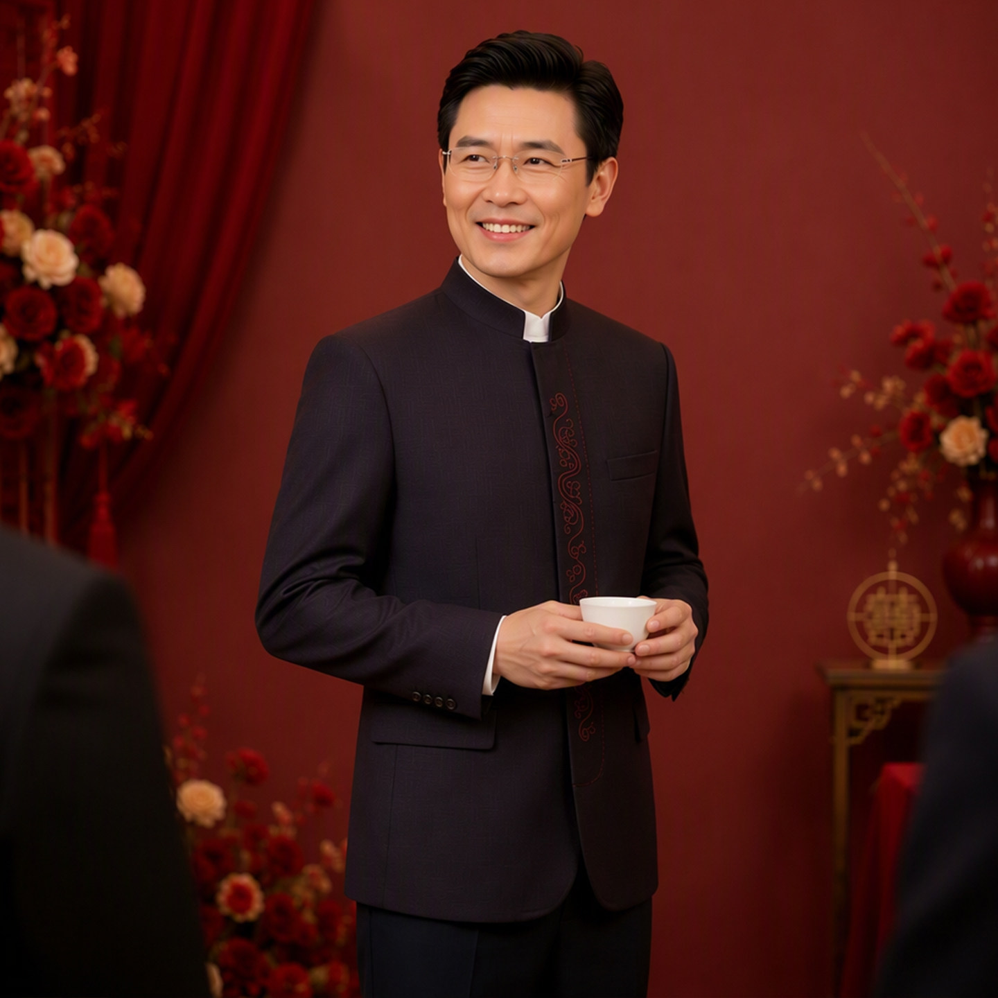 喜爸爸喜公公婚宴装中山装爸爸婚礼礼服敬酒服中老年套装2026新款
