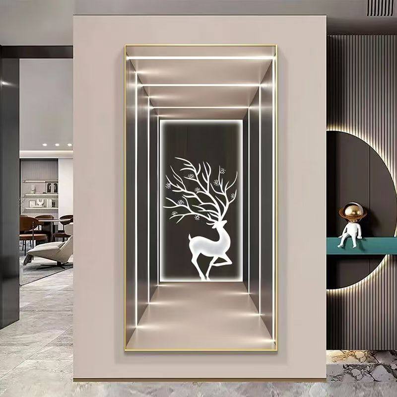 led轻奢玄关装饰画氛围声控客厅抽象酒店楼梯拐角墙壁挂画感应灯