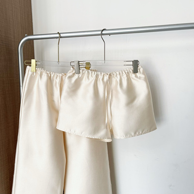MINI老江 杏仁奶糖丝毛缎自留休闲裤短裤光滑质感春夏百搭直筒裤