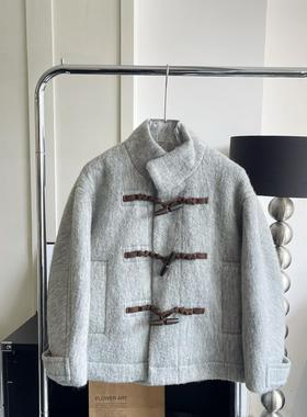 axb 史诗级版型 lem经典牛角扣羊毛大衣三色立领羊毛外套女