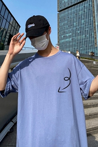 D2129港风室外新款夏季潮牌纯棉衣服ins原宿港风宽松半袖