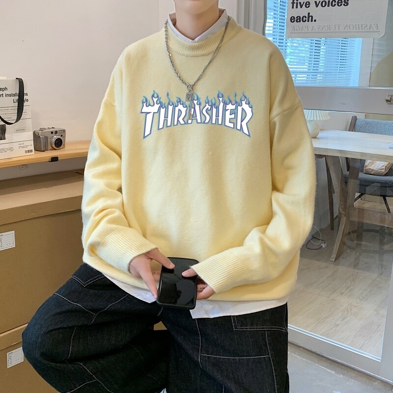 MD2842P55圆领针织衫男韩版潮流宽松休闲衣服秋季ins港风日系毛衣图片