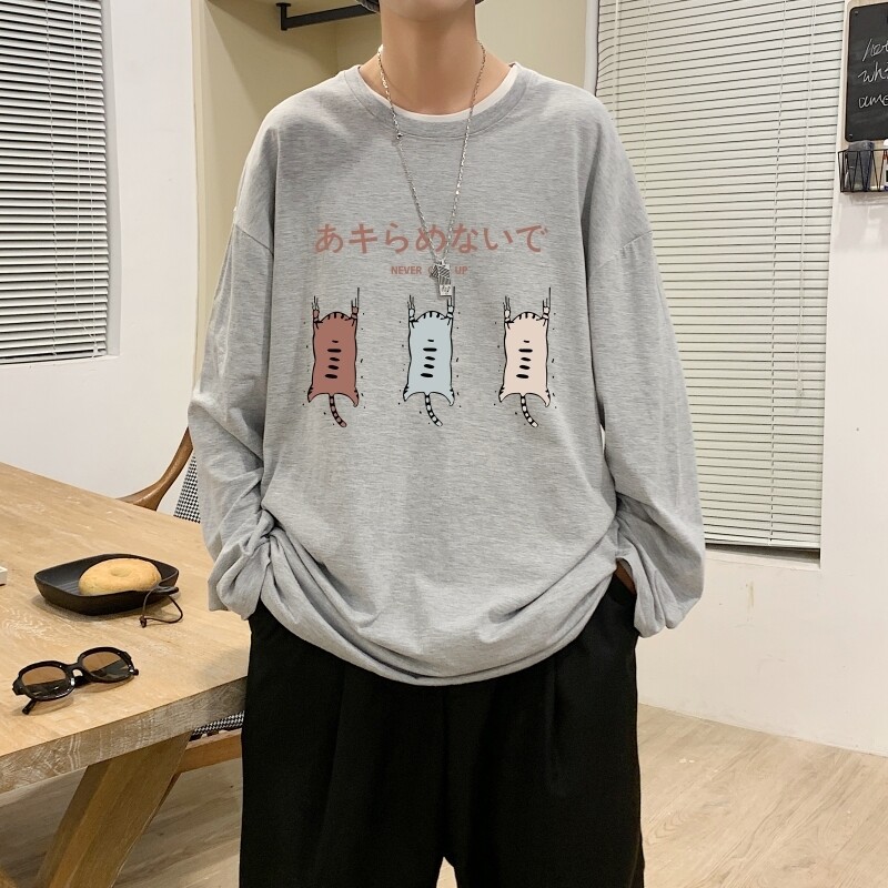 C2840P30长袖t恤男士2023夏新款纯棉美式涂鸦春秋打底衫潮牌港风图片