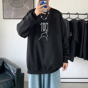Y2406P38秋季男士bf宽松卫衣港风卫衣新款圆领韩版潮流衣服图片