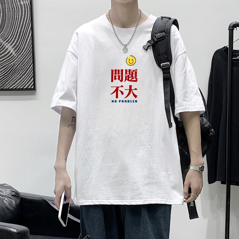 T2283港风室内潮趣文字印花夏款圆领短袖潮宽松夏季半袖T恤图片