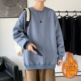 GB5918P40面料100%棉340克光板圆领加绒卫衣落肩宽松克莱因蓝，男装卫衣，星座510A-2