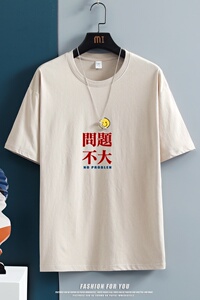 T2283中性挂拍短袖T恤男夏季潮流宽松简约百搭潮牌五分袖上衣图片