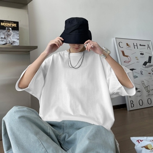 TG6287P15男士港风男士纯色T恤高货纯棉男T光板落肩款T恤图片