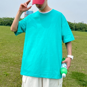 TG6279P15男士港风男士纯色T恤高货纯棉男T光板落肩款T恤图片