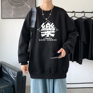 Y2450P38主推 2023秋季ins潮男士潮趣印花卫衣时尚圆领宽松上衣图片