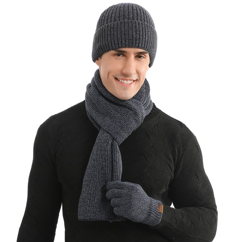 WJ0045P55混色针织毛线加厚帽子围巾手套三件套情侣秋冬保暖套装，围巾，星座510A-6