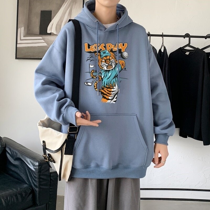 LR2924P65韩版ins男士学生宽松运动连帽卫衣加绒加厚连帽外套,男装卫衣,星座510A-2