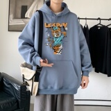 LR2924P65韩版ins男士学生宽松运动连帽卫衣加绒加厚连帽外套，男装卫衣，星座510A-2