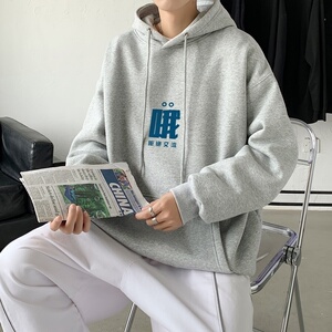 L2483P48韩版ins男士学生宽松运动连帽卫衣秋冬加绒情侣外套图片